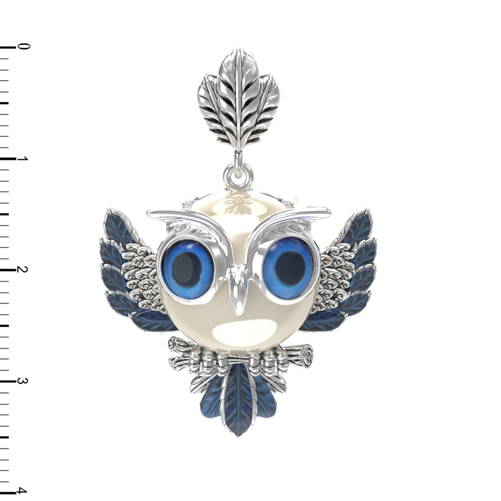 Подвеска из белого золота c эмалью и жемчугом