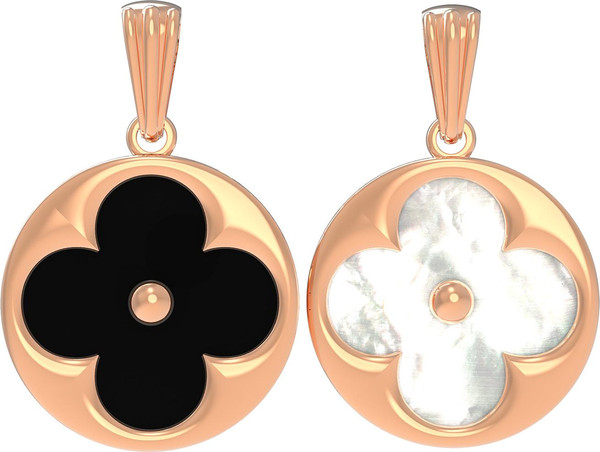 Подвеска из золота c ониксом и перламутром