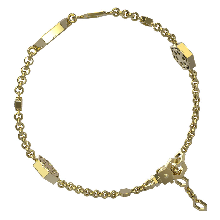 Браслет из лимонного золота c бриллиантами, малахитом и перламутром