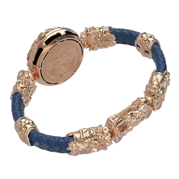 Браслет из золота c кожаным шнурком и ониксом