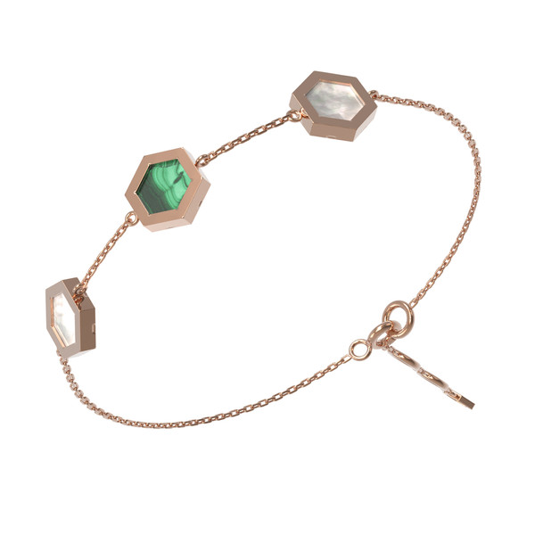 Браслет из золота c малахитом и перламутром