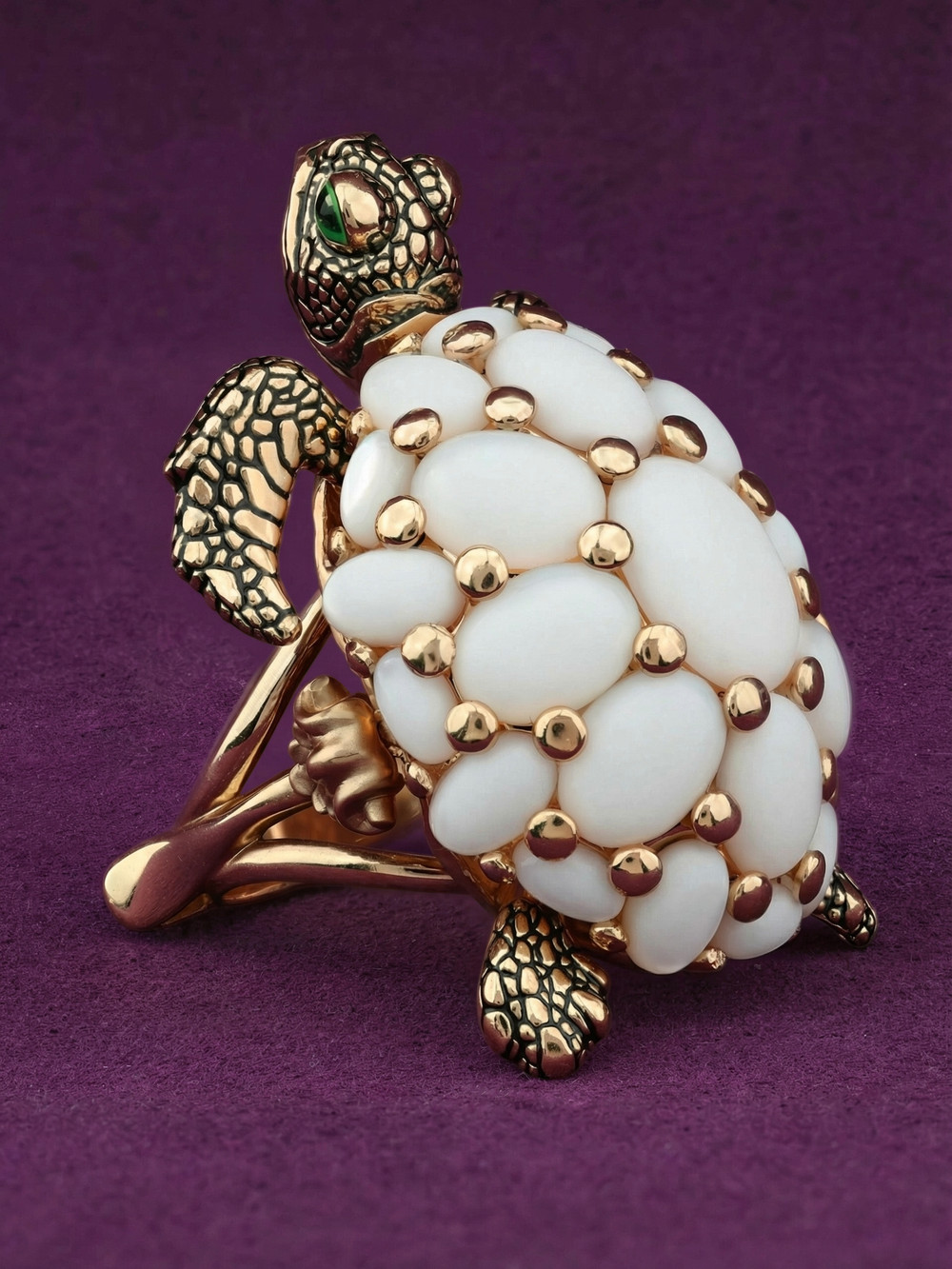 Кольцо из золота c эмаль и бивнем мамонта