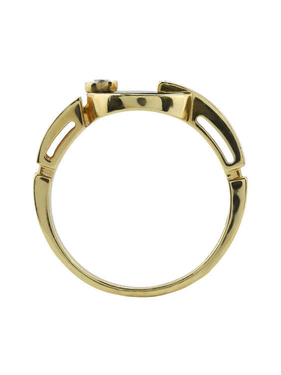 Кольцо из лимонного золота c бриллиантами и ониксом