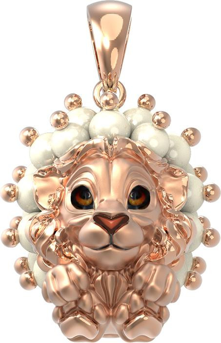 Подвеска из золота c эмаль и жемчугом