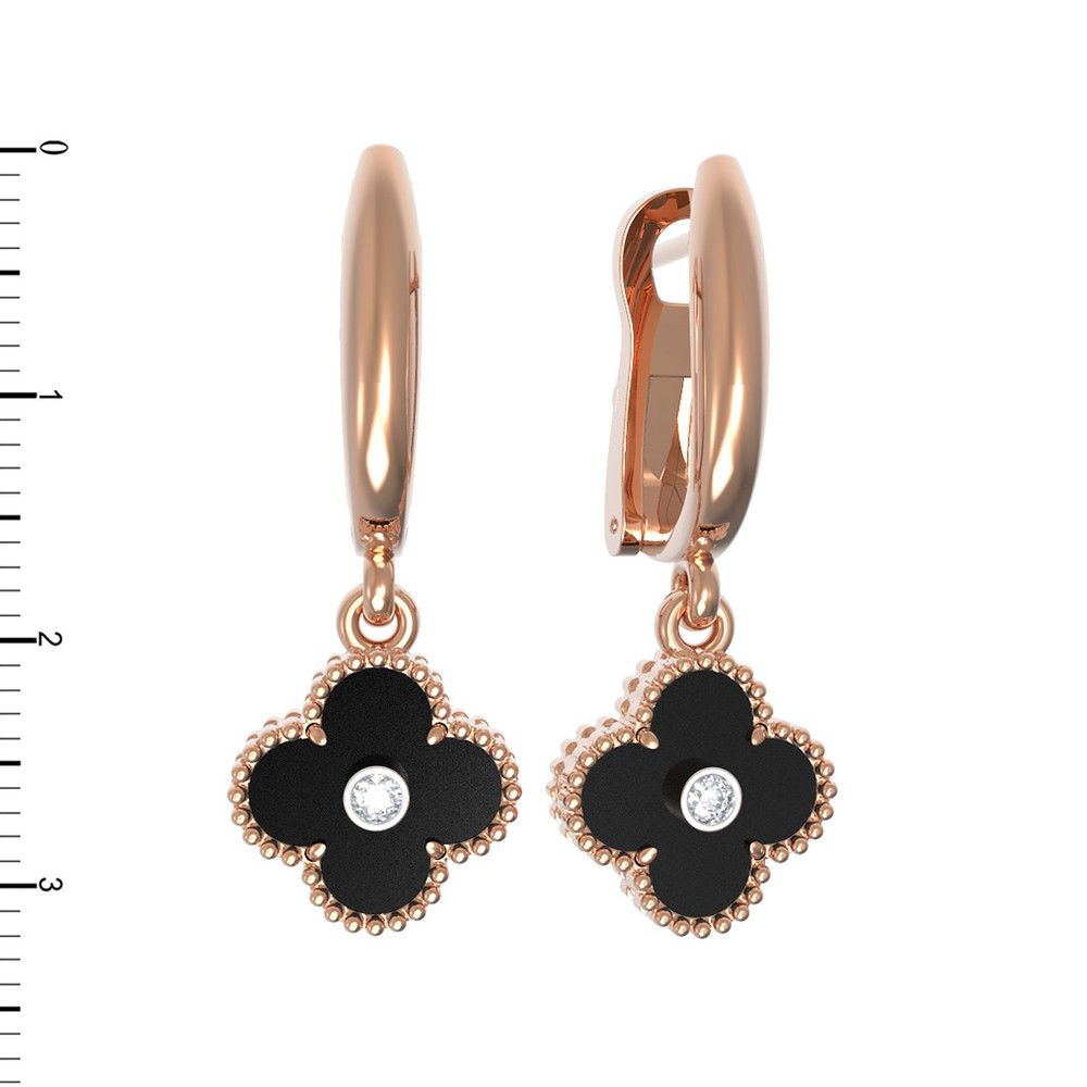 Серьги из золота c бриллиантами и ониксом