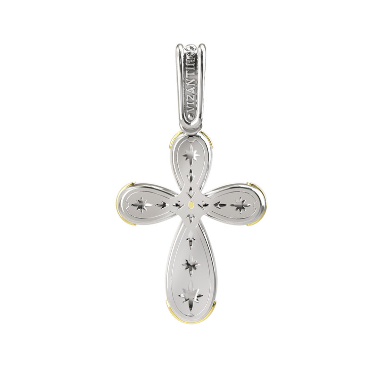 Крест из серебра и золота c фианитом