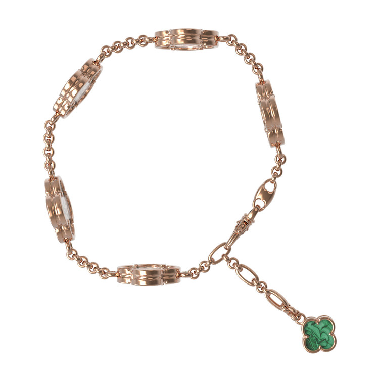 Браслет из золота c малахитом и перламутром