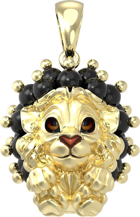 Подвеска из лимонного золота c эмаль и ониксом