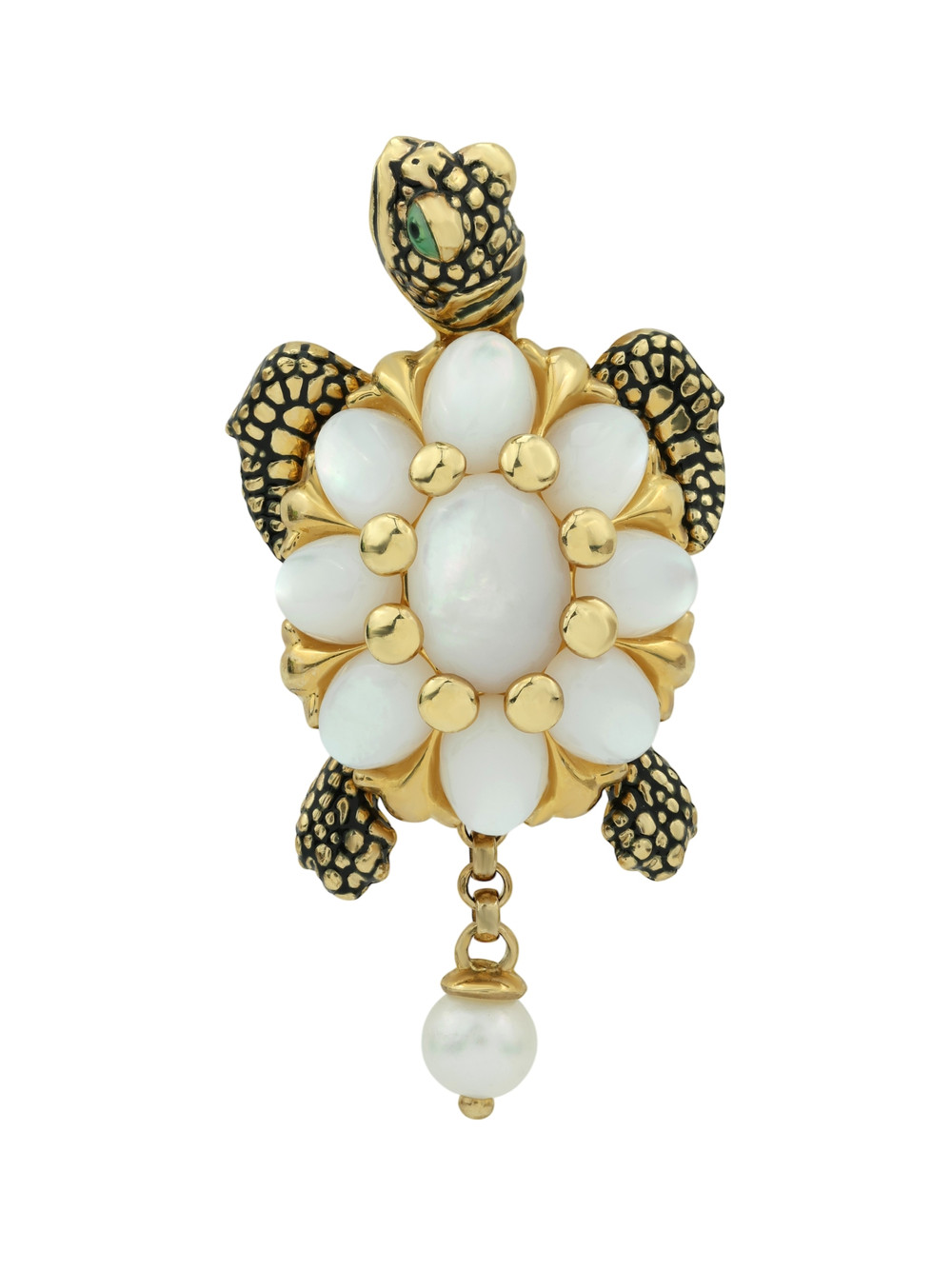 Подвеска из лимонного золота c эмаль , жемчугом и перламутром
