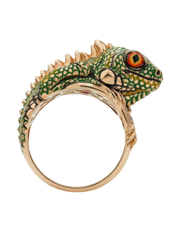 Кольцо из золота c эмалью и рубином