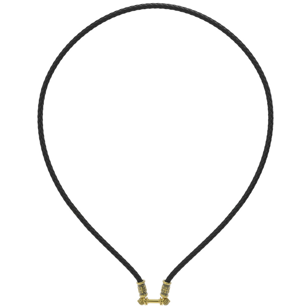 Шнурок кожаный из лимонного золота c кожаным шнурком