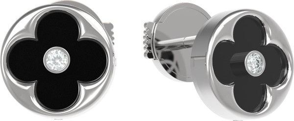 Серьги из белого золота c бриллиантами и ониксом