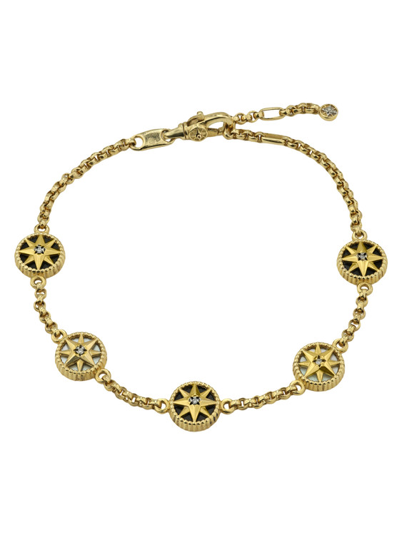 Браслет из лимонного золота c бриллиантами, ониксом и перламутром