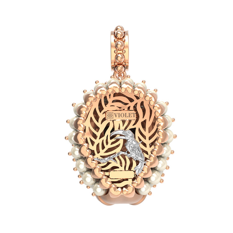 Подвеска из золота c эмаль и жемчугом