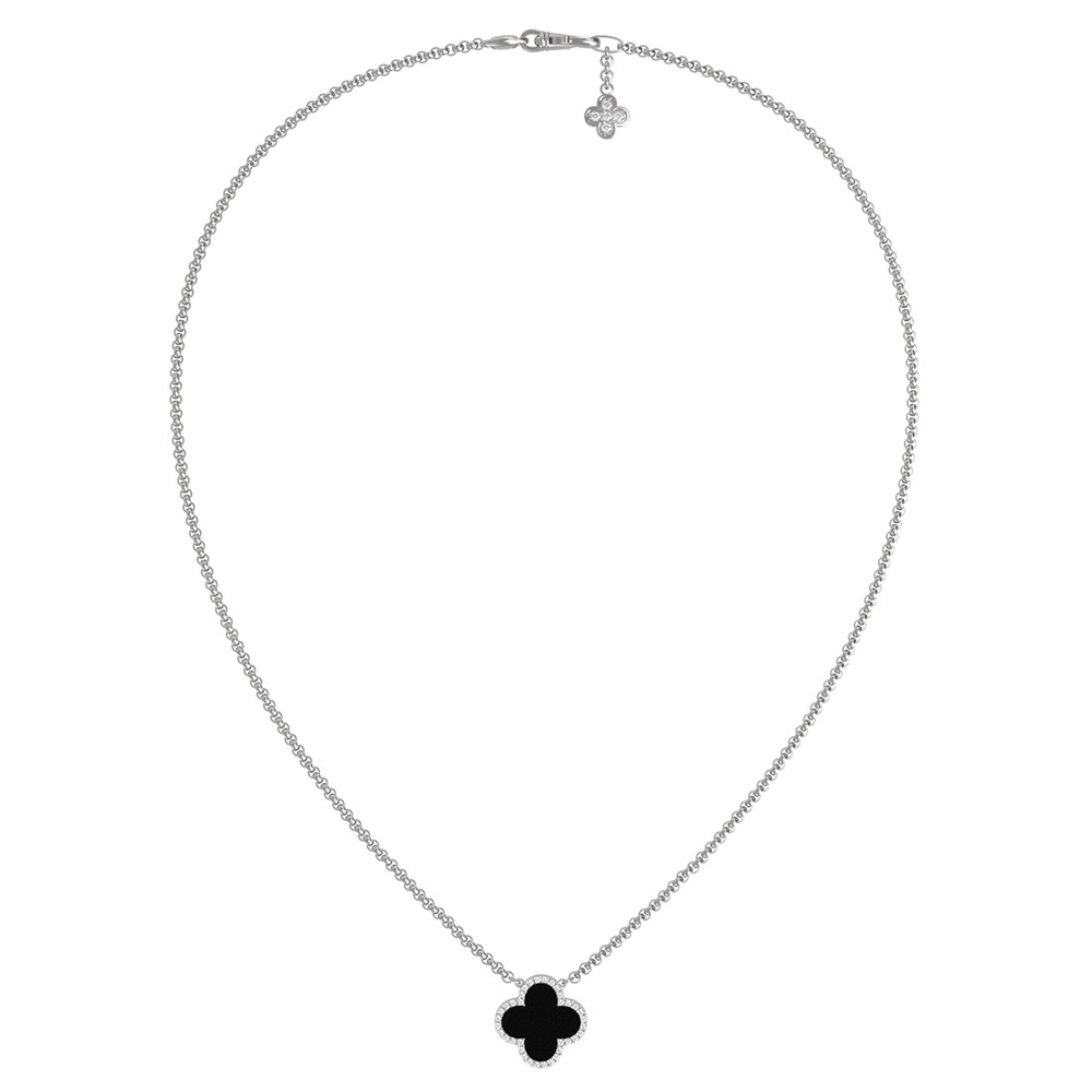 Колье из белого золота c бриллиантами и ониксом