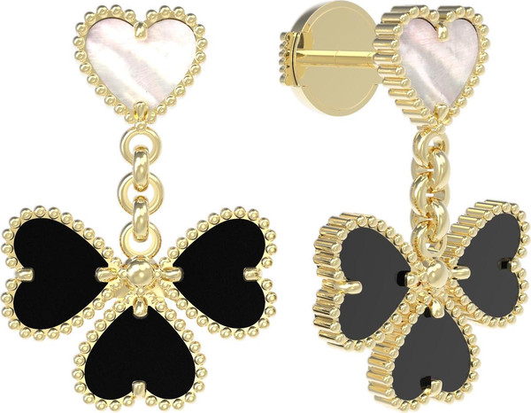 Серьги из лимонного золота c ониксом и перламутром