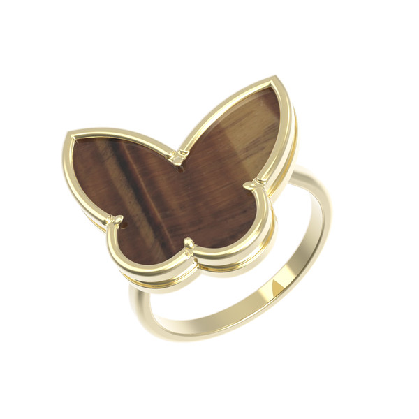 Кольцо из лимонного золота c тигровым глазом