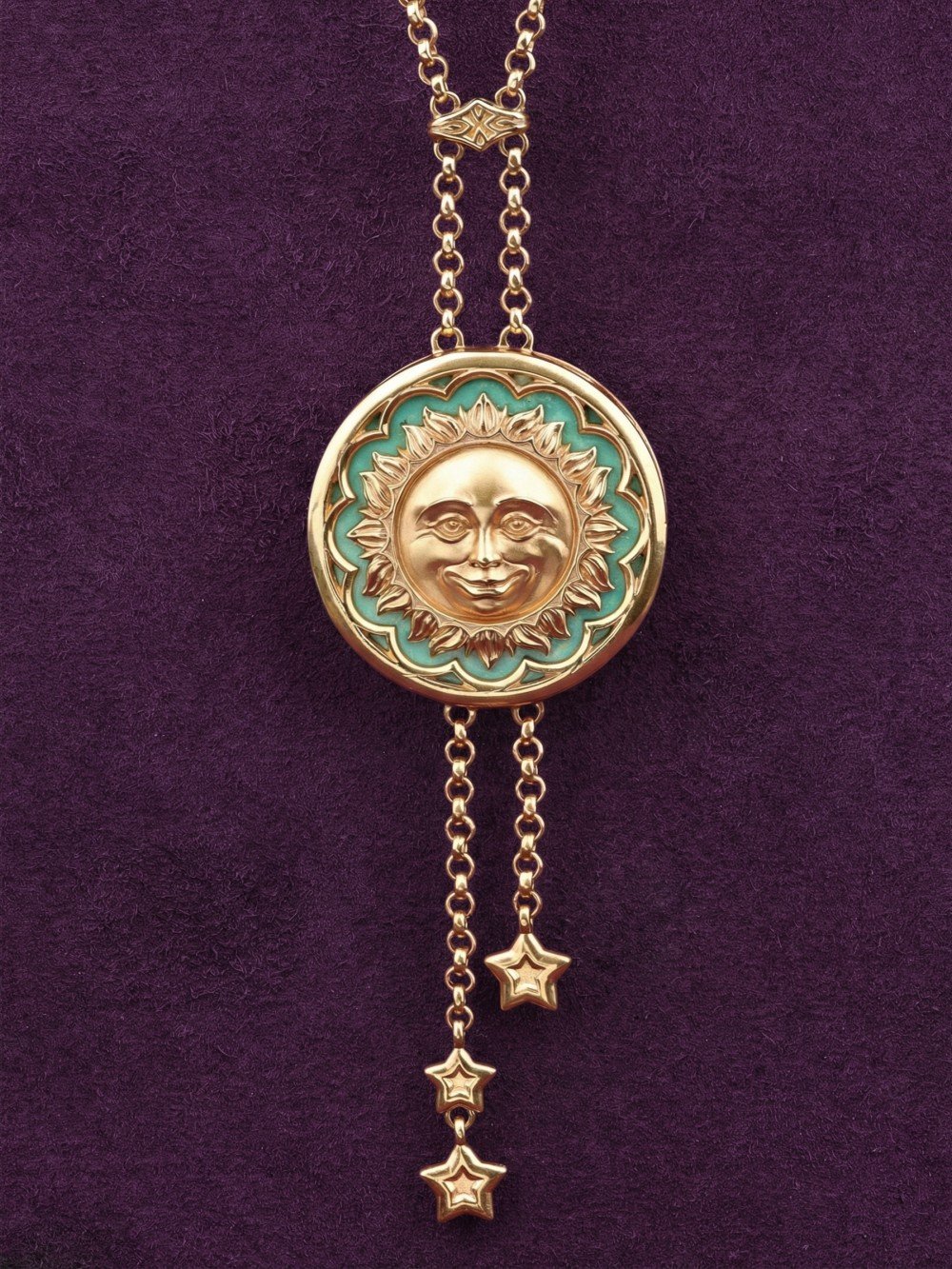 Колье из лимонного золота c бирюзой и лазуритом