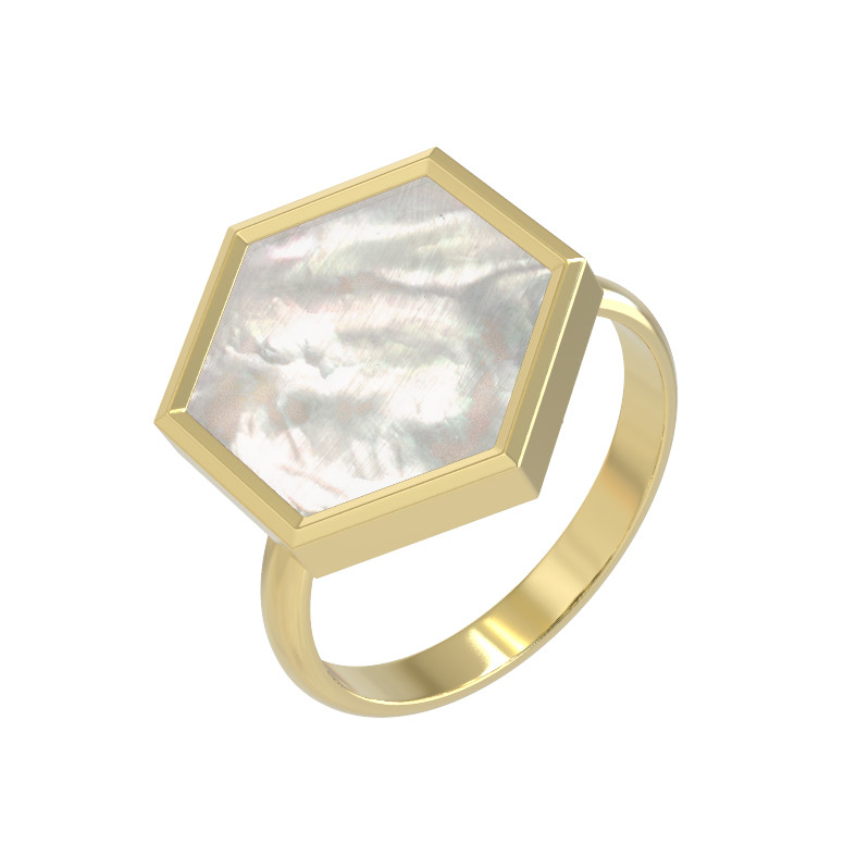 Кольцо из лимонного золота c перламутром
