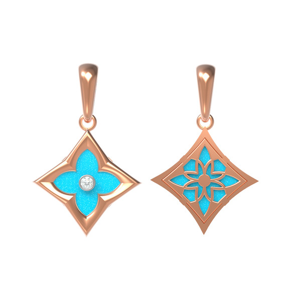 Подвеска из золота c бриллиантами и бирюзой