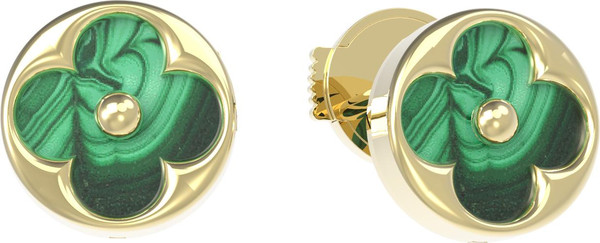 Серьги из лимонного золота c малахитом