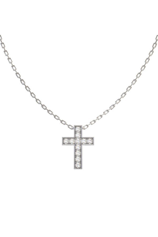 Крест из белого золота c бриллиантами
