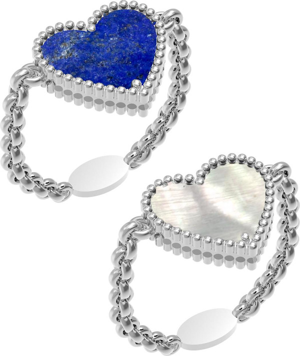 Кольцо из белого золота c лазуритом и перламутром