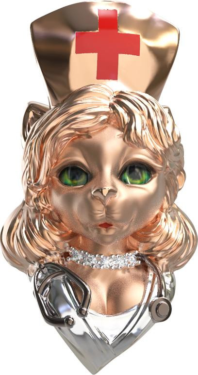 Подвеска из золота c эмаль , бриллиантами и рубином