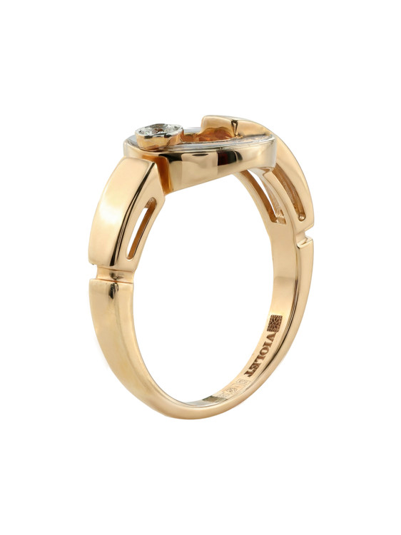 Кольцо из золота c бриллиантами и перламутром