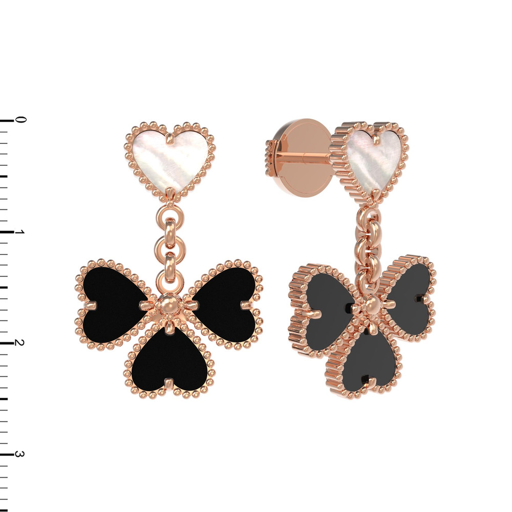 Серьги из золота c ониксом и перламутром