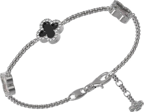 Браслет из белого золота c бриллиантами, ониксом и перламутром