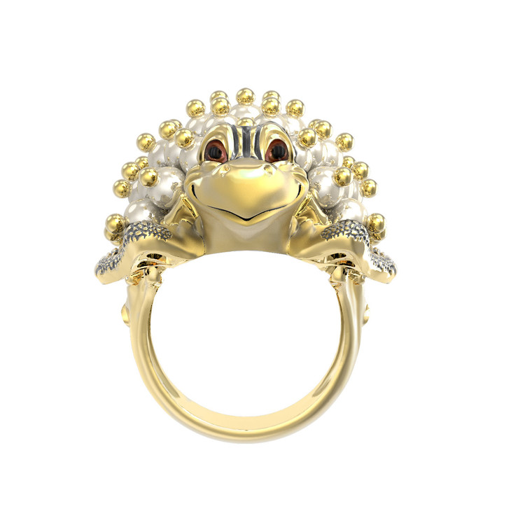 Кольцо из лимонного золота c эмалью и жемчугом