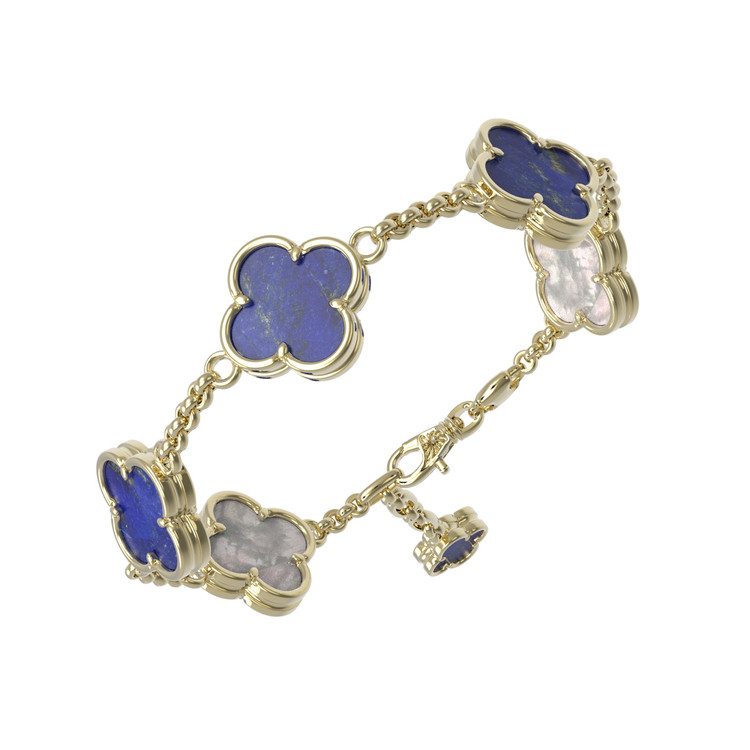 Браслет из лимонного золота c лазуритом и перламутром