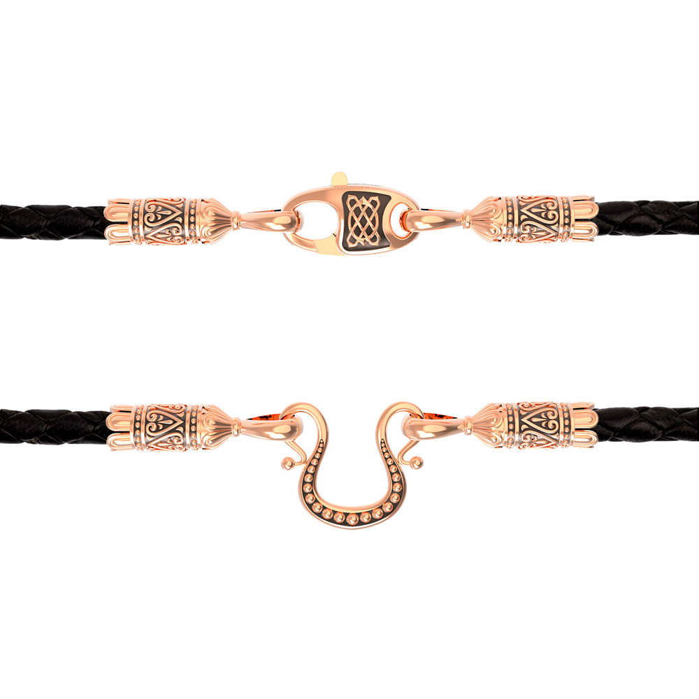 Шнурок кожаный из золота c кожаным шнурком