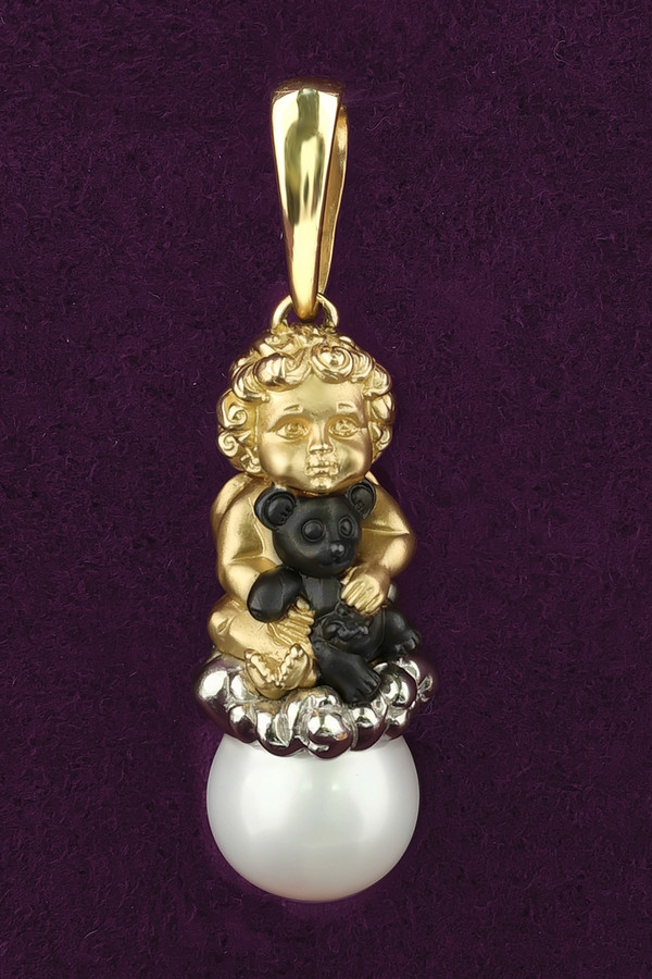 Подвеска из лимонного золота c жемчугом