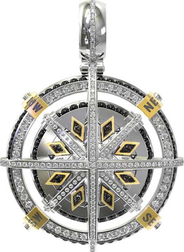 Подвеска из белого золота c эмаль , бриллиантами и ониксом