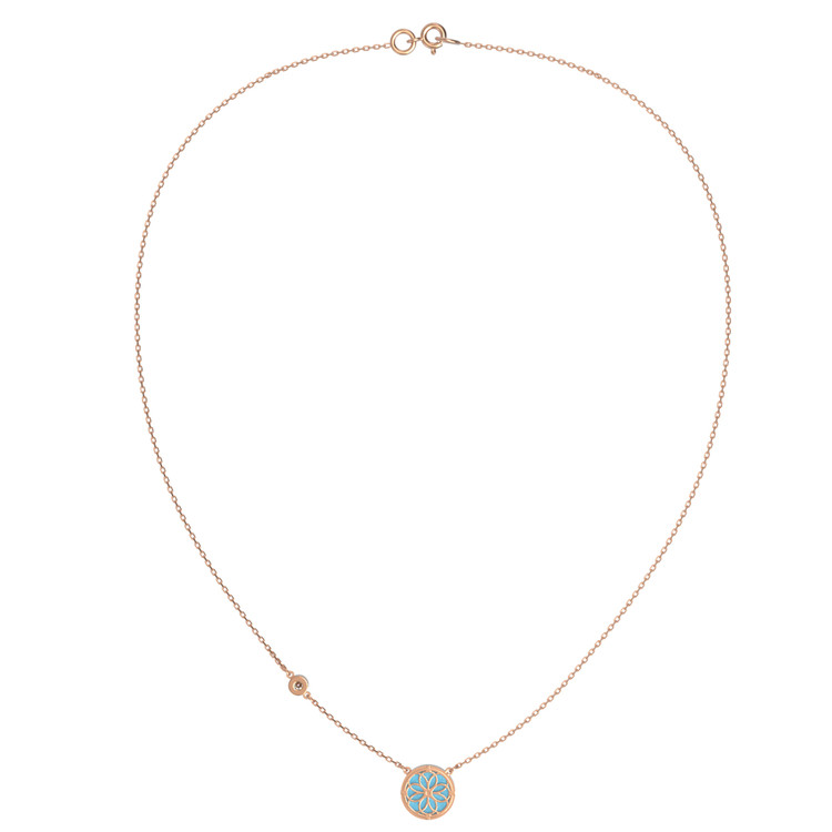 Колье из золота c бриллиантами и бирюзой