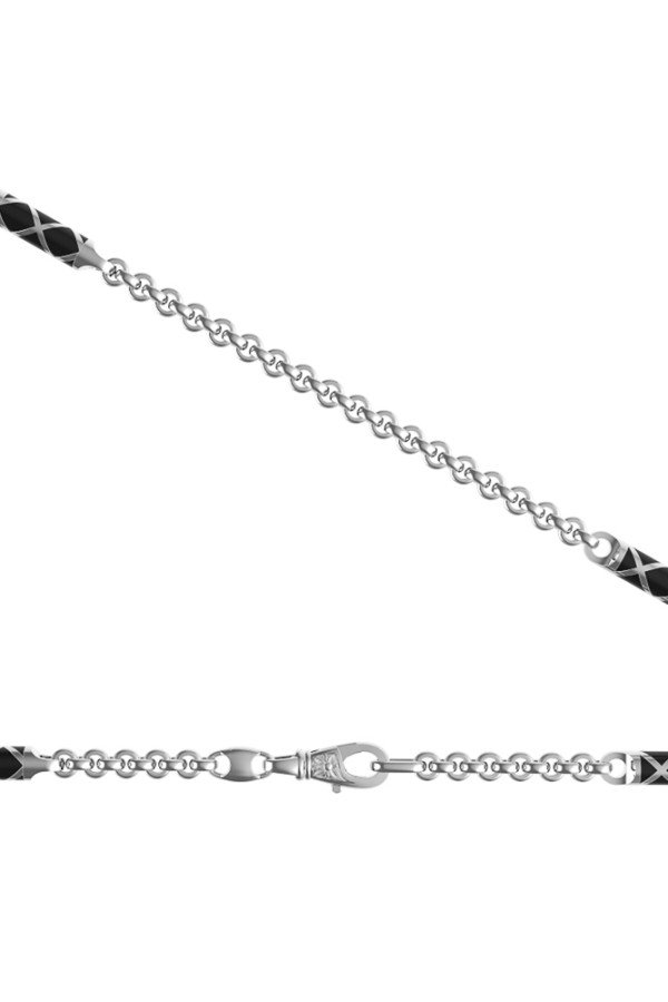 Цепь из белого золота c эмаль