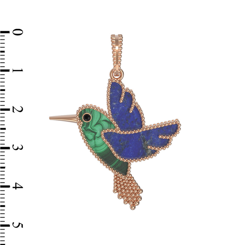 Подвеска из золота c эмаль , лазуритом и малахитом