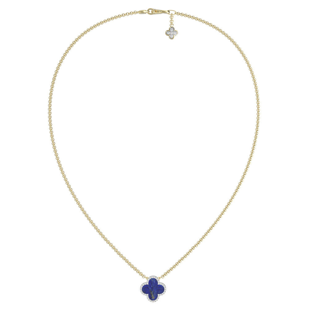 Колье из лимонного золота c бриллиантами и лазуритом
