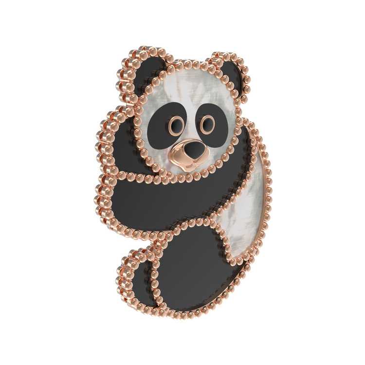 Брошь из золота c эмаль , ониксом и перламутром