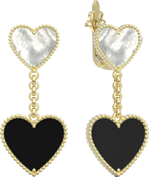 Серьги из лимонного золота c ониксом и перламутром