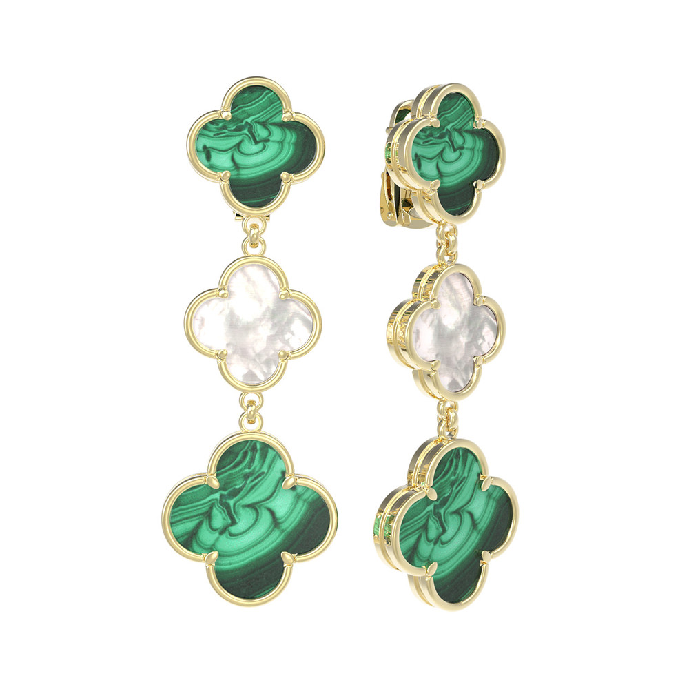 Серьги из лимонного золота c малахитом и перламутром