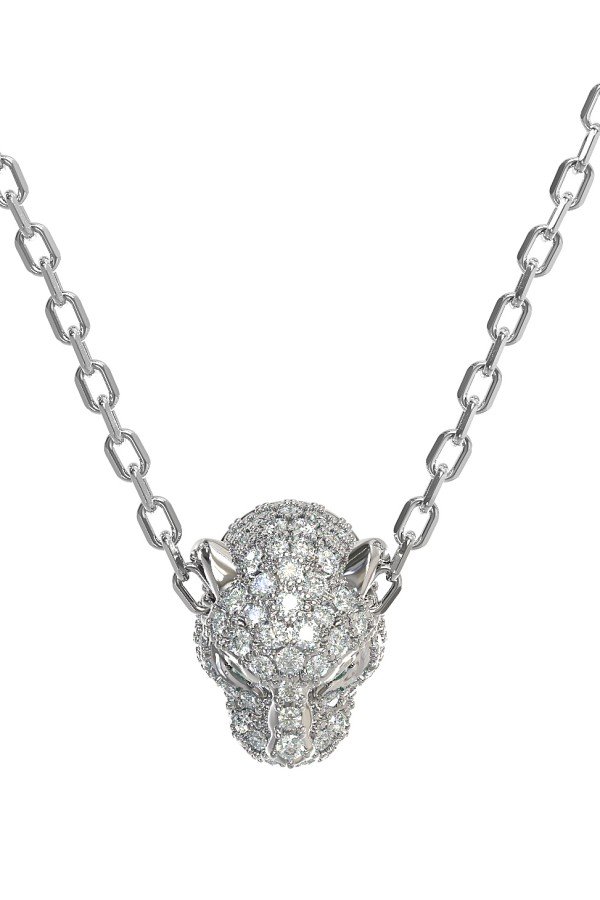 Колье из белого золота c бриллиантами и изумрудом