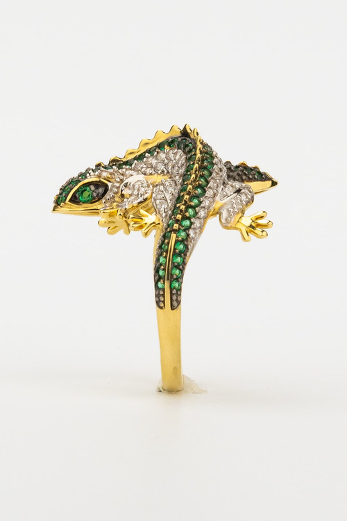 Кольцо из лимонного золота c фианитом