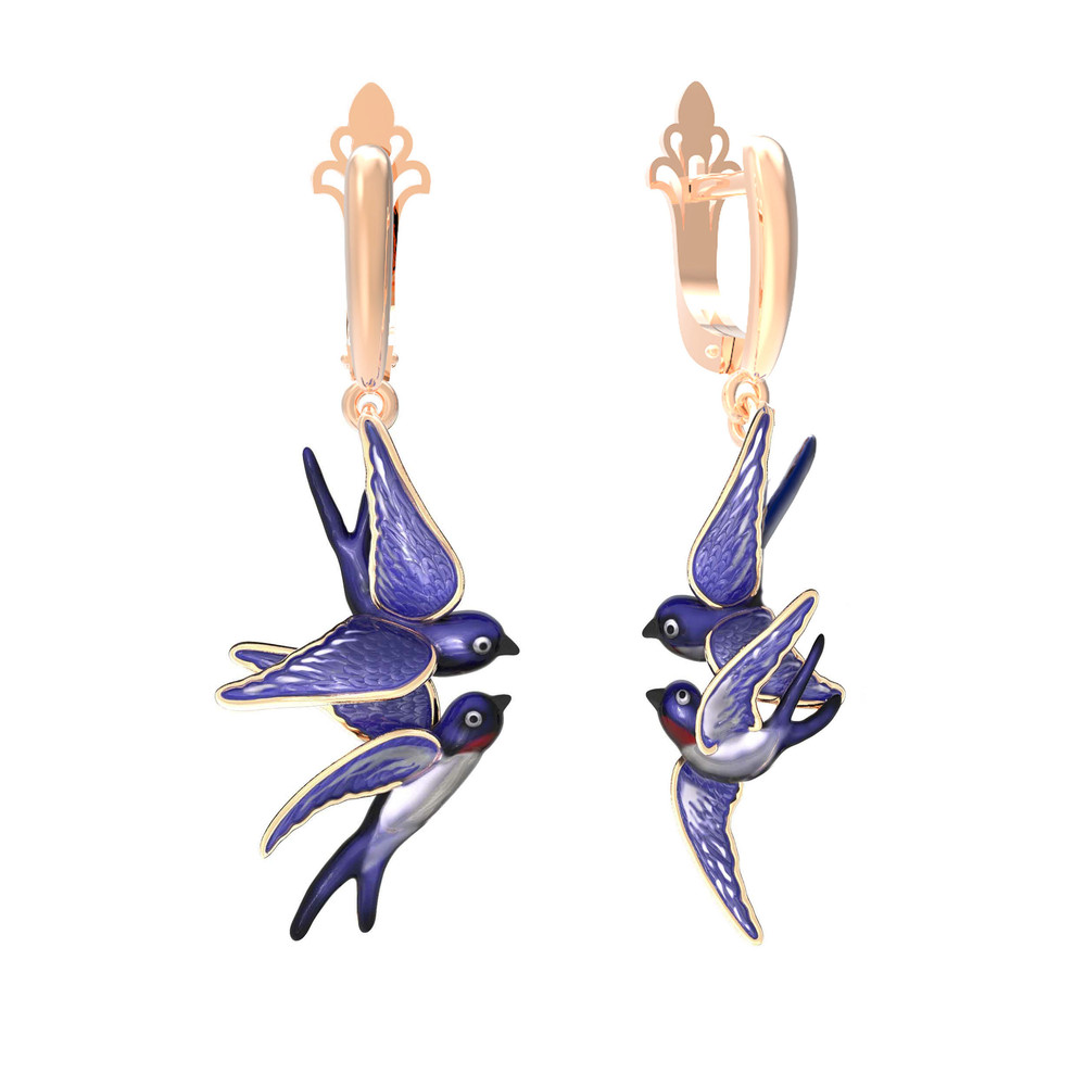 Серьги из золота c эмалью