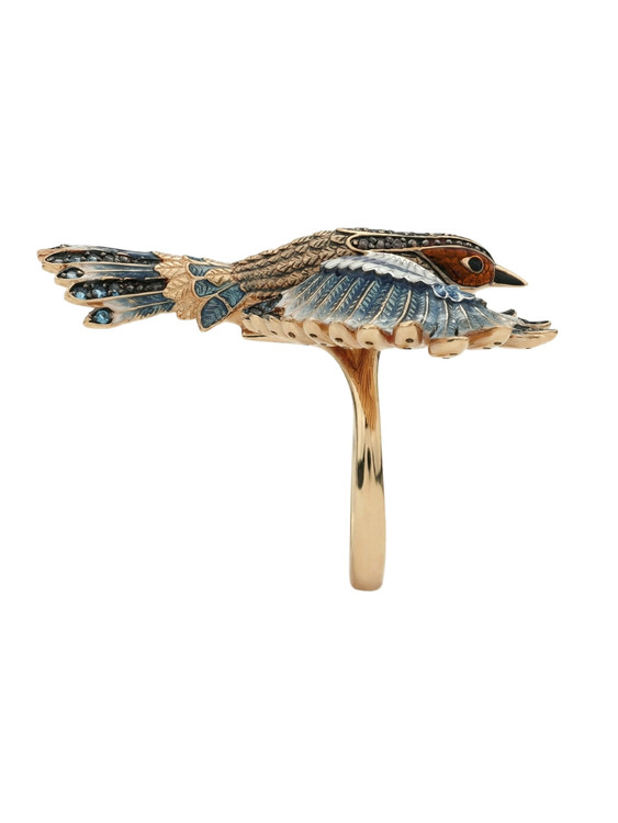 Кольцо из золота c эмаль и фианитом