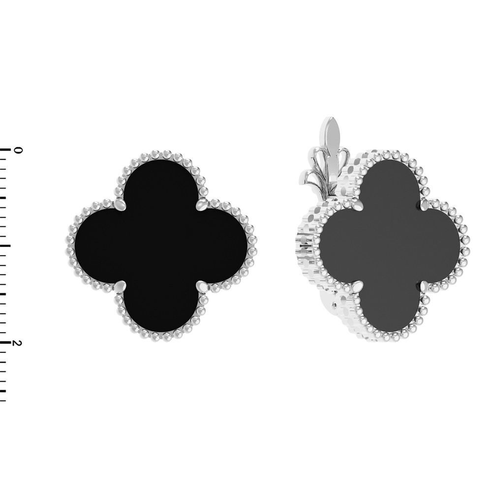 Серьги из белого золота c ониксом