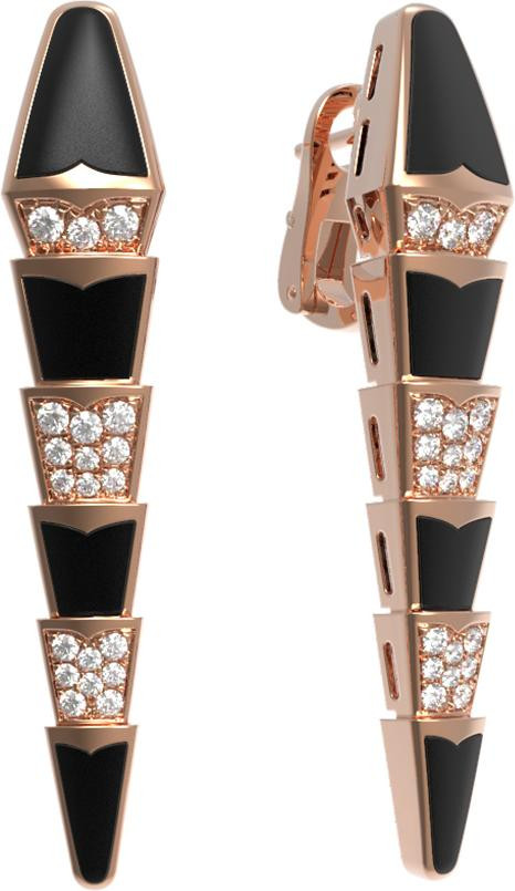 Серьги из золота c бриллиантами и ониксом