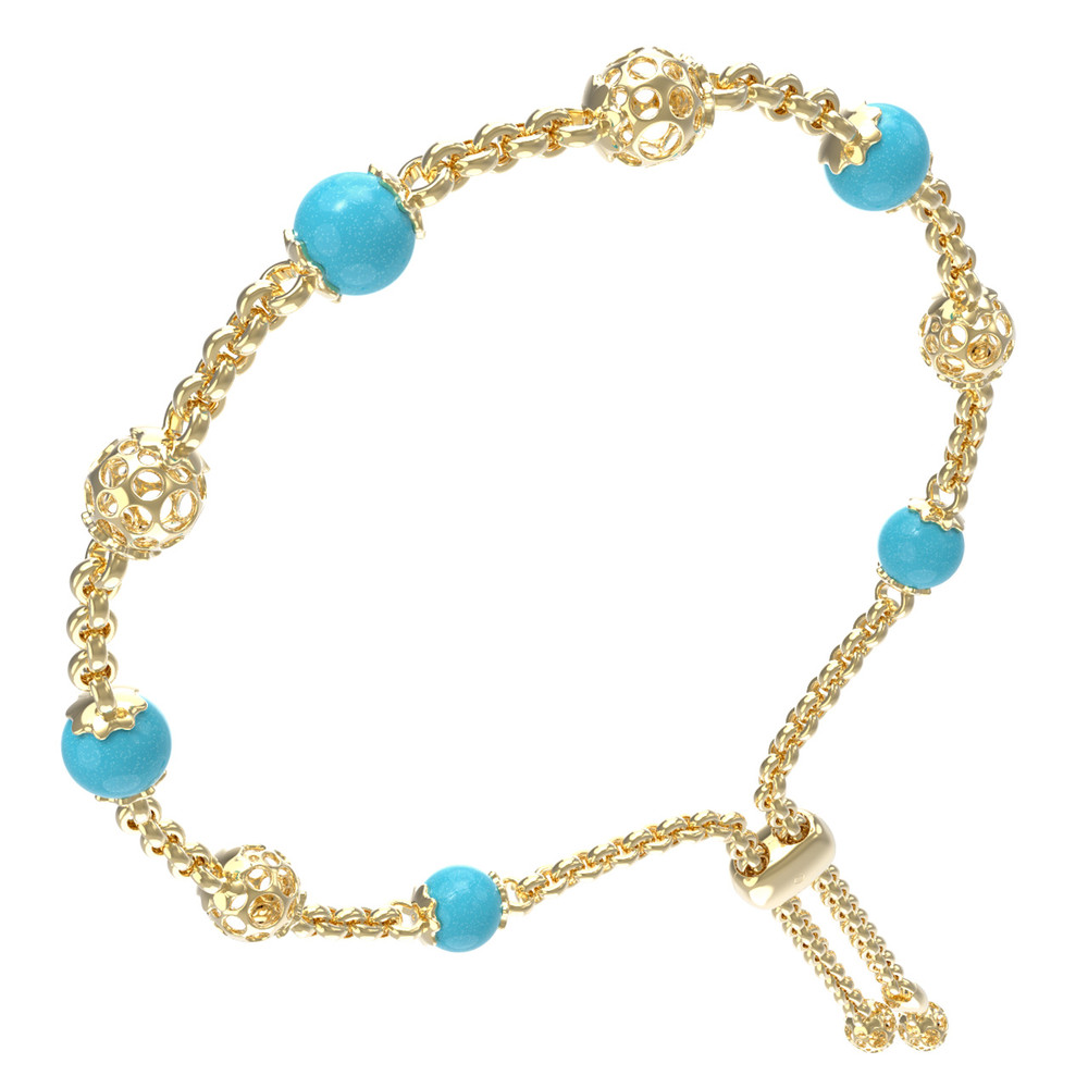 Браслет из лимонного золота c бирюзой
